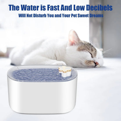 A stylish and quiet 3-liter pet water fountain with a triple-layer filtration system, low-water LED indicator, and whisper-quiet operation.