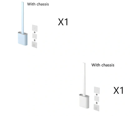 Wall-mounted soft toilet brush with silicone bristles and cover in midnight green colour