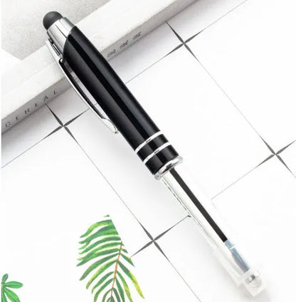 Metal capacitive stylus ballpoint pen with LED light in five colour options