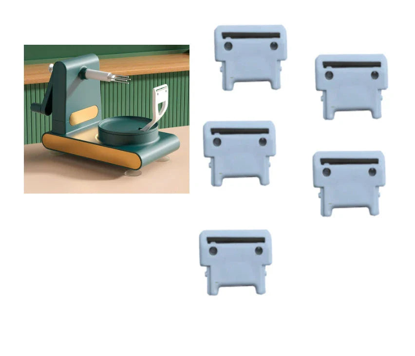 Multifunctional hand-cranked peeler and slicer with non-slip base and one-click release for effortless meal prep