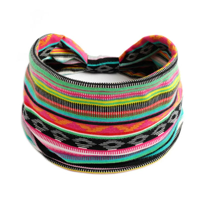 Bohemian cloth yoga sports headband with floral and polka dot patterns, available in multiple colours.