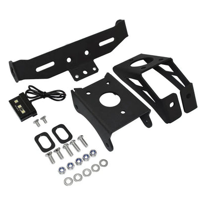Black aluminium alloy motorcycle licence plate frame for Honda models with fixed bracket mounting