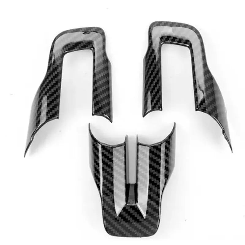 Three-piece carbon fibre pattern ABS steering wheel cover decoration set