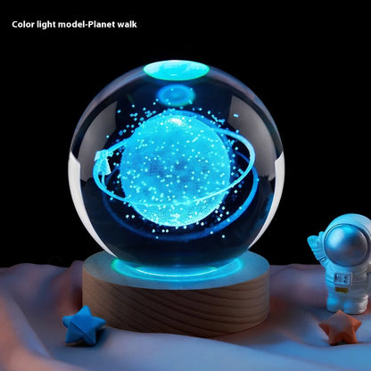 Moon small night lamp with crystal ball and USB base in celestial design theme