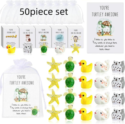 Set of resin pun inspirational memo cards laid out, showing different quantities available.