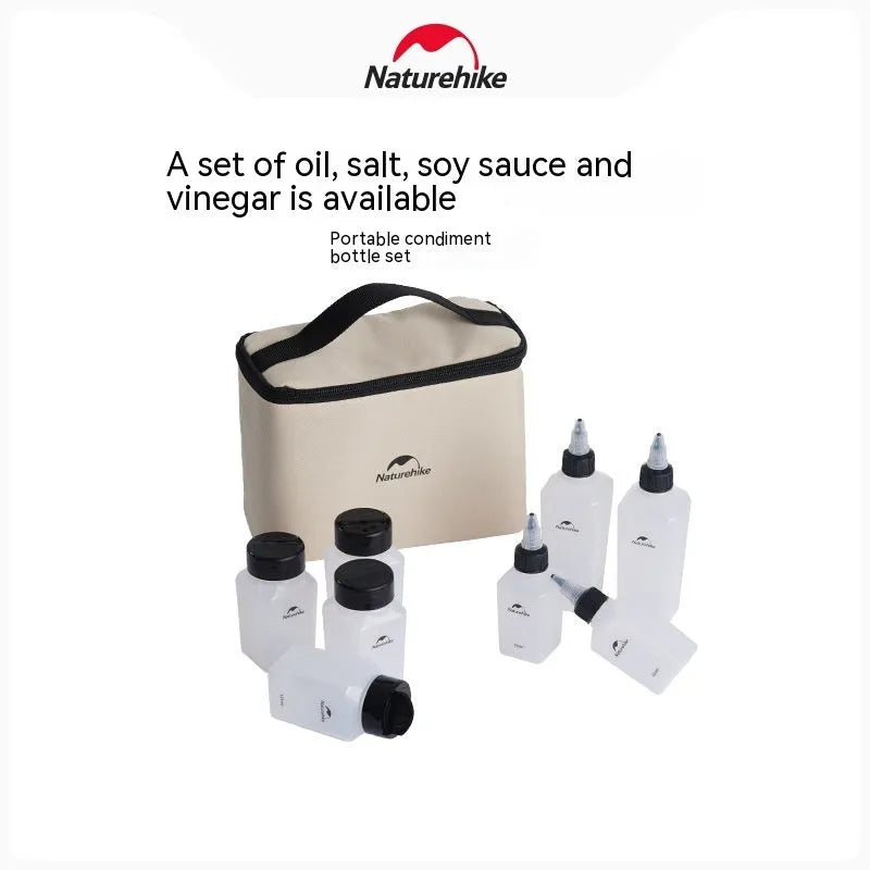 Naturehike six-piece plastic seasoning bottle set for outdoor cooking and picnic supplies