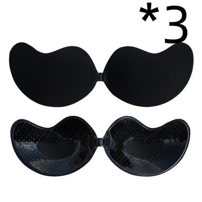 A discreet, backless and strapless silicone bra that provides a natural lift and invisible support under clothing.