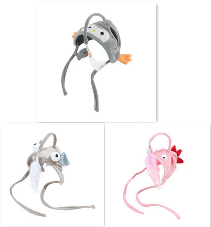 Adjustable head-wearing feather cat toy stick in various colors for indoor play