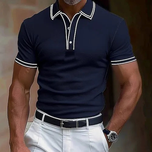 Men's loose-fit striped t-shirt in various colours with short sleeves for summer casual wear