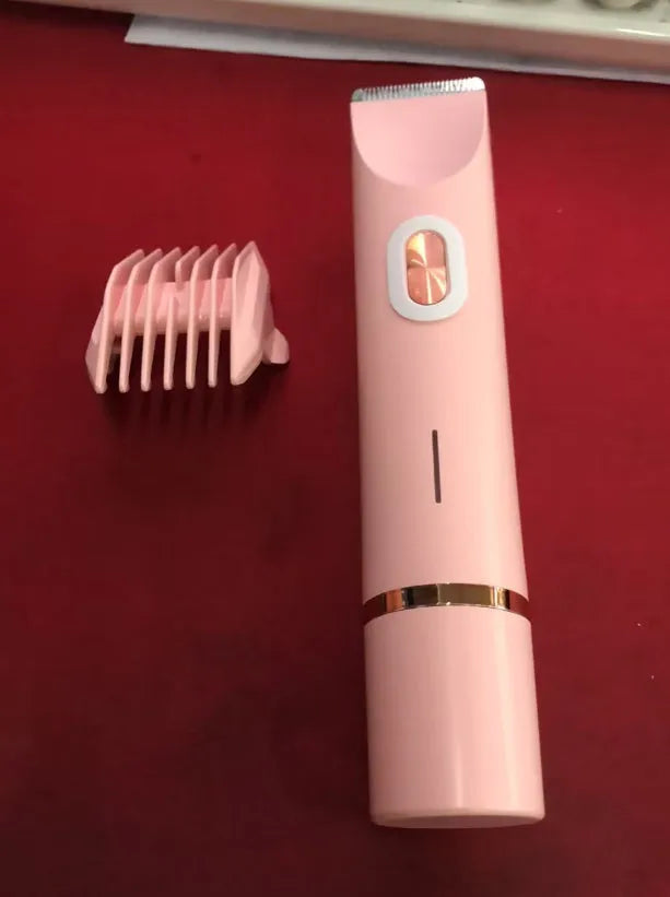 Pink 2-in-1 women's electric body hair shaver and trimmer for private pubic hair grooming