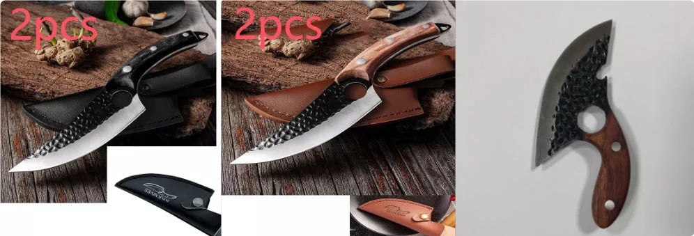 Stainless steel chef's kitchen knife with high carbon steel blade and ergonomic handle