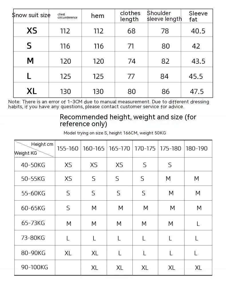 Men's and women's windproof waterproof ski suit in yellow colour for winter sports