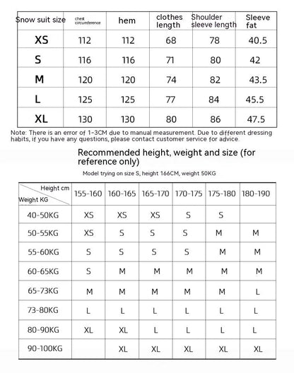 Men's and women's windproof waterproof ski suit in yellow colour for winter sports