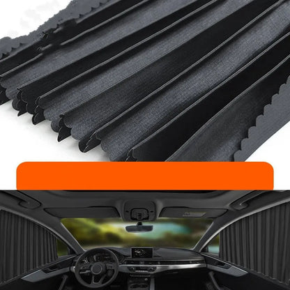 Auto retractable car sun curtain for windshield sunscreen protection in black colour