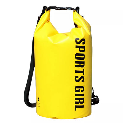 Yellow floating waterproof dry bag with dry and wet separation design, 15L capacity