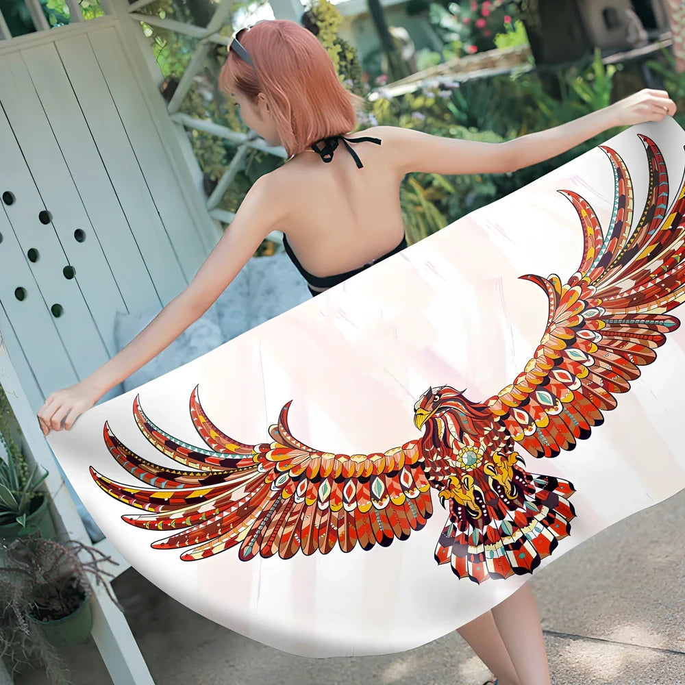 Rectangular microfibre beach towel 150x180cm in digital print, quick-drying 205gsm fabric for seaside and swimming