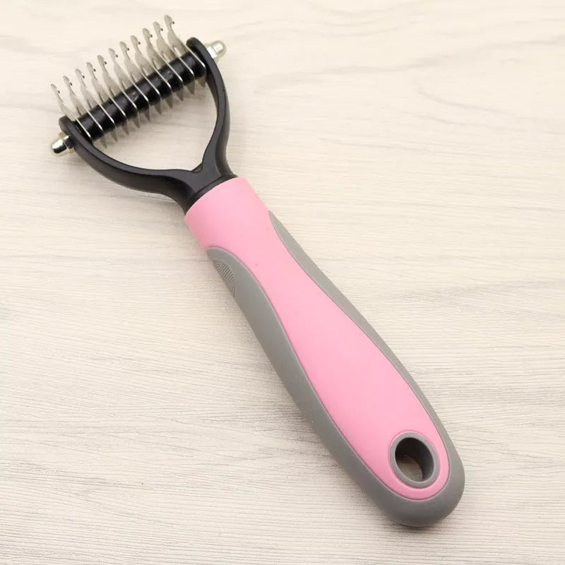 Double-sided blade dog comb for long-haired pets with stainless steel needles
