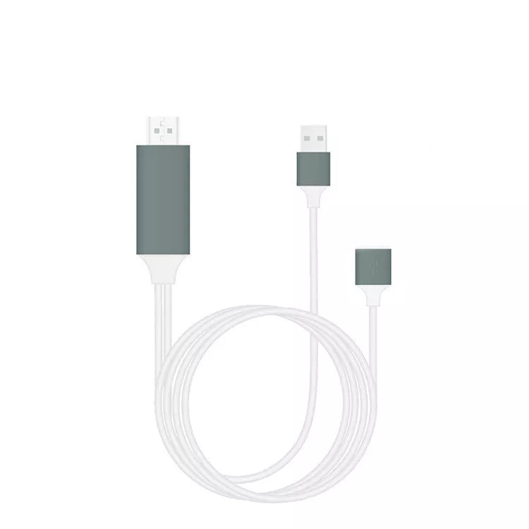 Type-C to HDMI Three-in-One Mobile Phone Projection Cable in black, white, and red