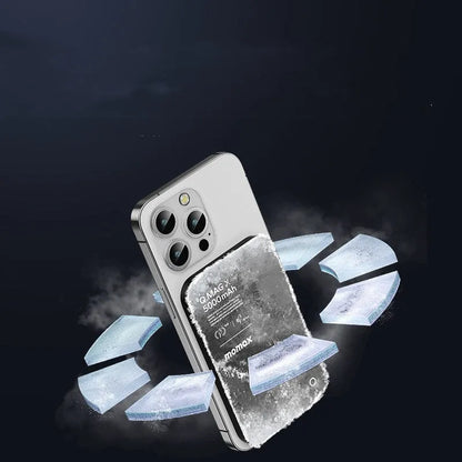 Magnetic wireless alloy power bank in titanium gold or black colour with creative design
