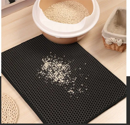 EVA double-layer cat litter mat in black, brown, grey, light blue or pink, sizes S to XL