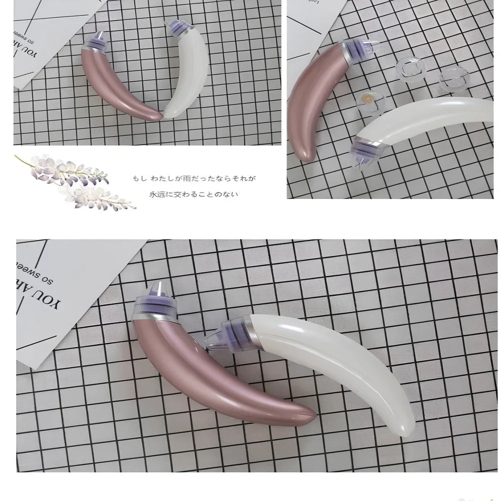 Electric blackhead suction instrument in rose gold and white colours for facial pore cleansing