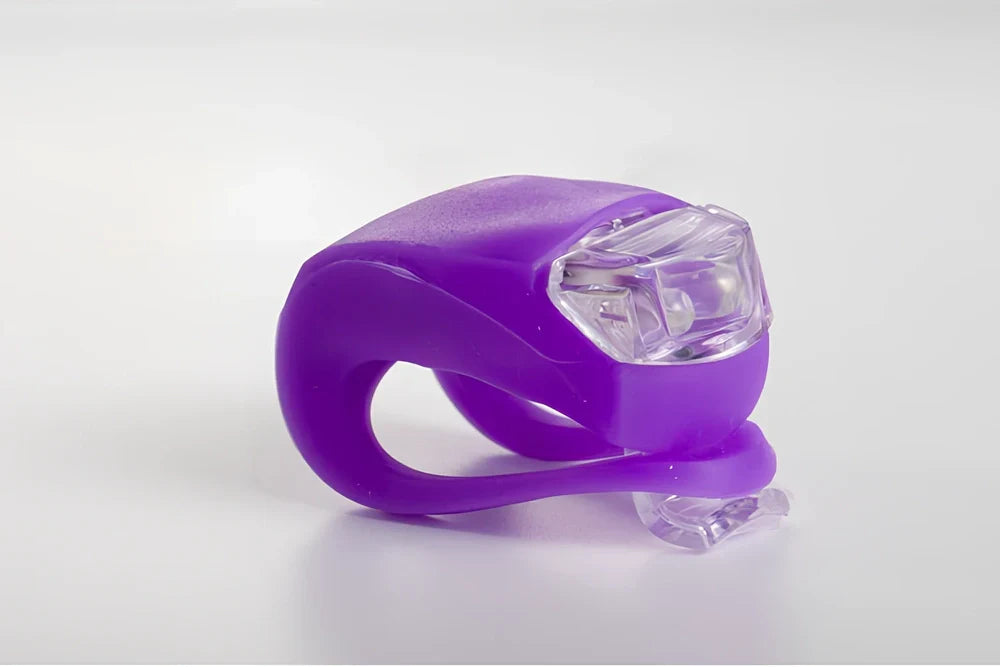 LED bike safety light with clip-on design and silicone body in multiple colours