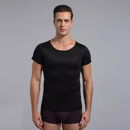 Men's black neoprene slimming shaper underwear for enhanced workout sweat and waist slimming