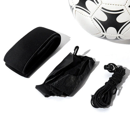Adjustable soccer trainer with black nylon strap for shooting and ball control practice