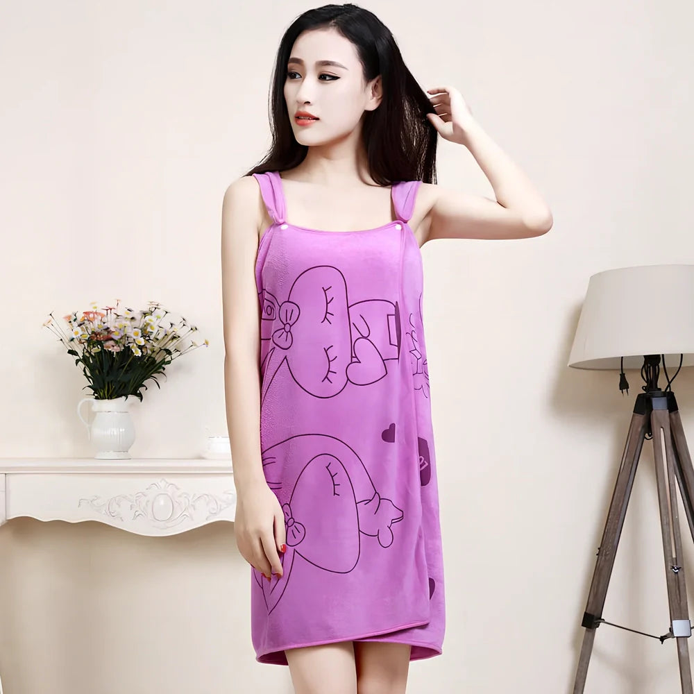 Ladies' bath towel suspenders in Thi pink colour showing 80cm by 138cm dimensions