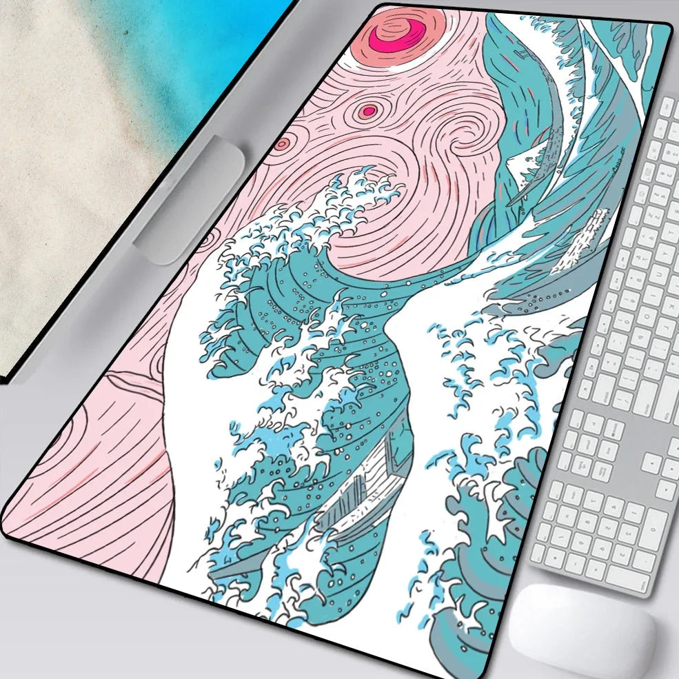 Natural rubber computer mouse pad with cloth surface and overlock edges in multiple size options