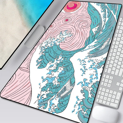 Natural rubber computer mouse pad with cloth surface and overlock edges in multiple size options