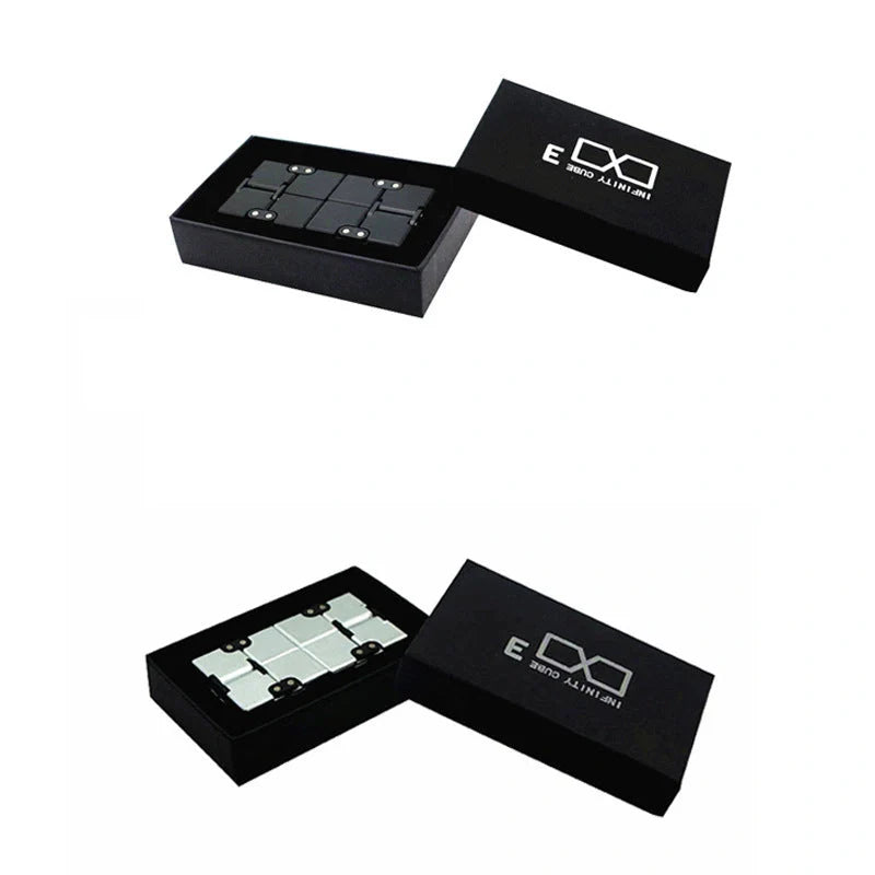 Infinity Cube decompression toy in zinc alloy with 360-degree rotation capability