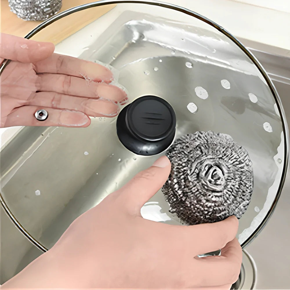 Magic eraser cotton nano emery sponge measuring 10x7x2.5cm with integrated 7cm steel ball for kitchen cleaning