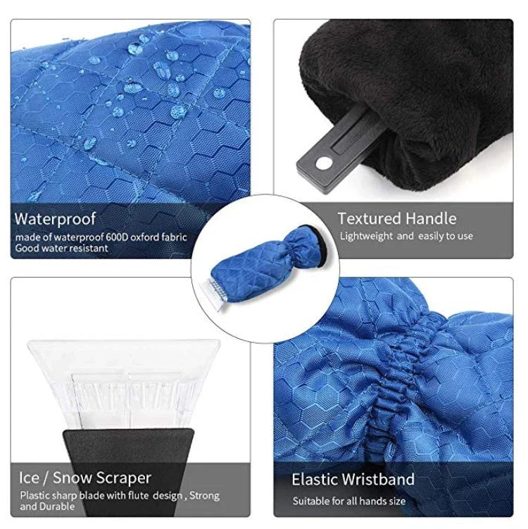 Dual pack of blue car ice scrapers with grooved shovel heads for efficient snow and ice removal
