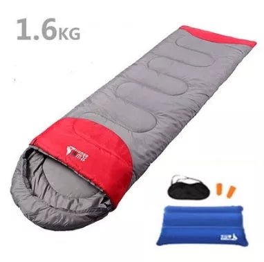 Polyester camping sleeping bag with waterproof shell and compression bag for outdoor adventures
