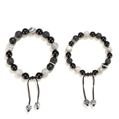 Black agate map stone volcanic bracelet with diamond-shaped stones in new Chinese style