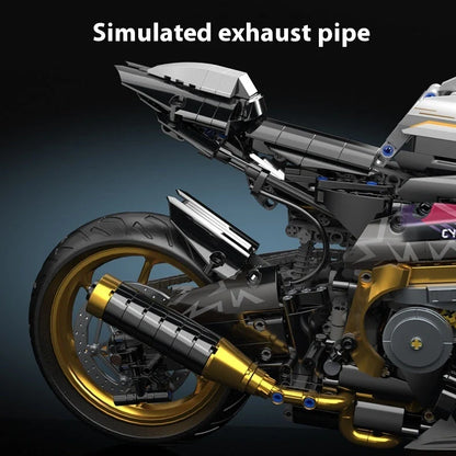 88817-piece plastic building blocks assembled into platinum BMW motorcycle model for teenagers