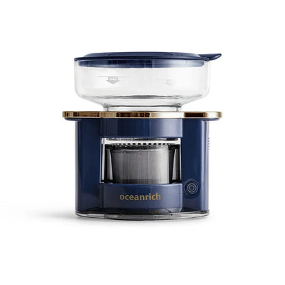 Compact and efficient automatic rotating coffee machine with stainless steel strainer for optimal flavor extraction