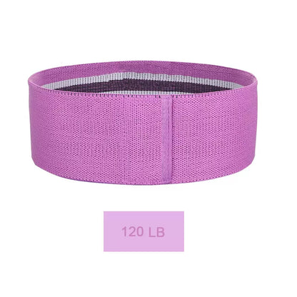 Squat resistance band hip ring in pink, purple, and green for lower body workouts