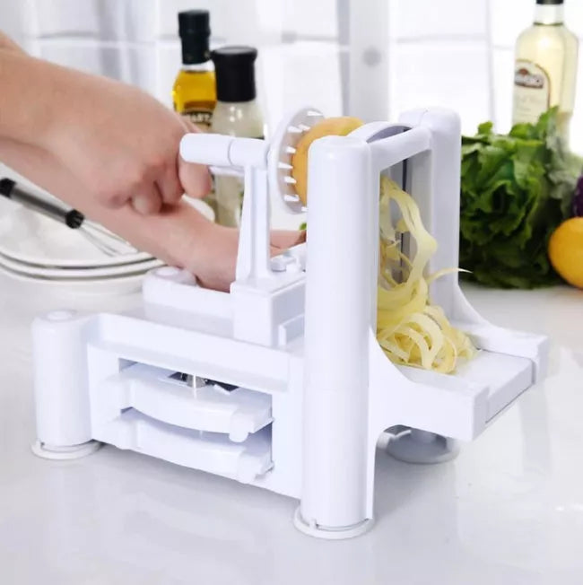 Hand-rotating Push-type Vegetable Cutter with multiple blades for slicing and shredding