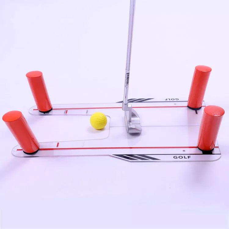 Red plastic putting practice mirror for golf training