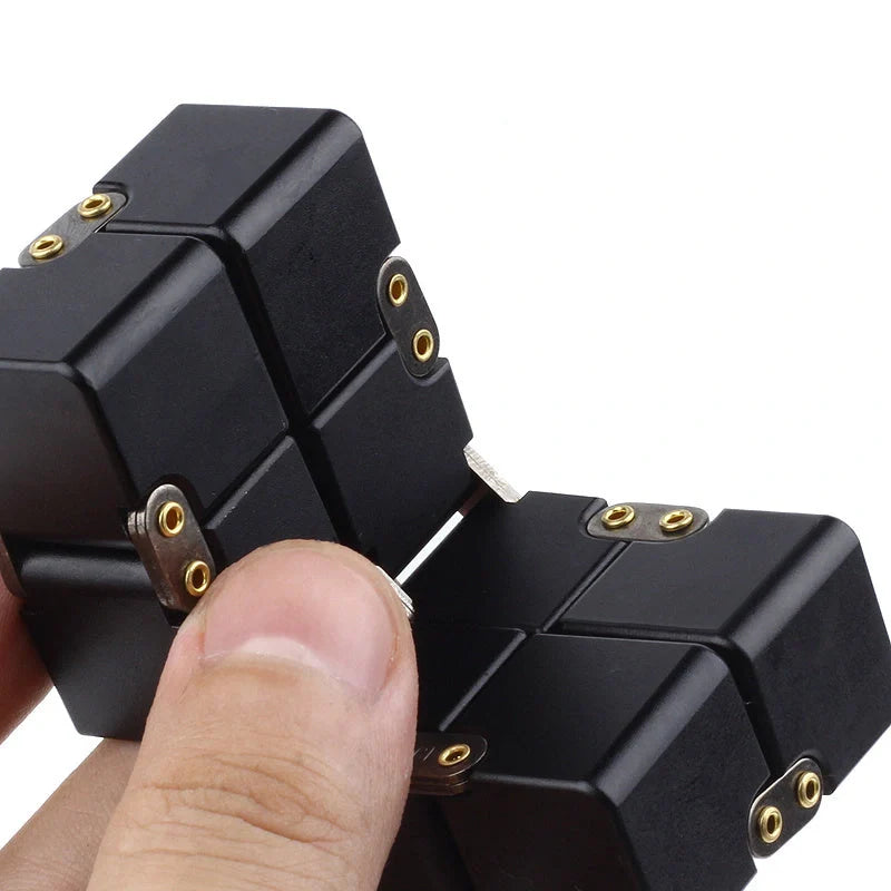 Infinity Cube decompression toy in zinc alloy with 360-degree rotation capability