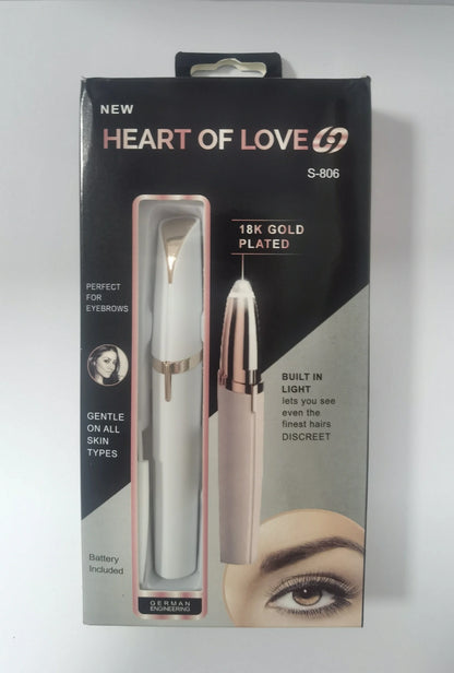 Mini electric eyebrow trimmer with LED light and gold plated head