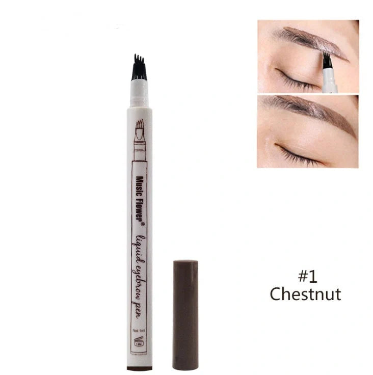 Music Flower Waterproof Eyebrow Pen with four-claw tip for natural-looking eyebrows