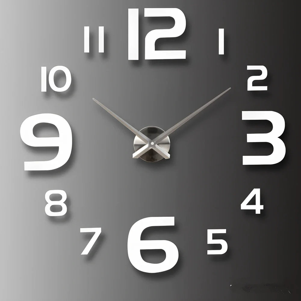 25-inch black solar wall clock with laser-engraved numbers and European round design