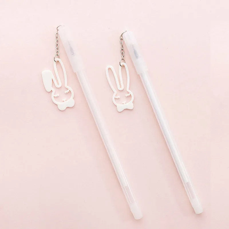 Decorative gel pen with rabbit pendant charm and 0.38mm fine tip
