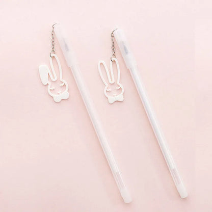 Decorative gel pen with rabbit pendant charm and 0.38mm fine tip