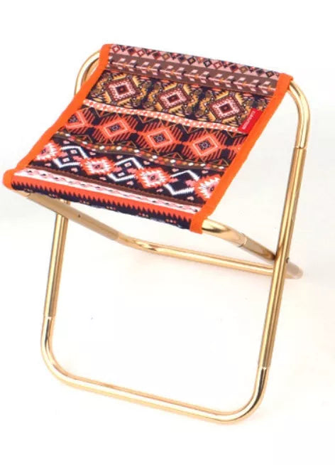 CLS outdoor ethnic style mini folding stool CX-M in blue and orange