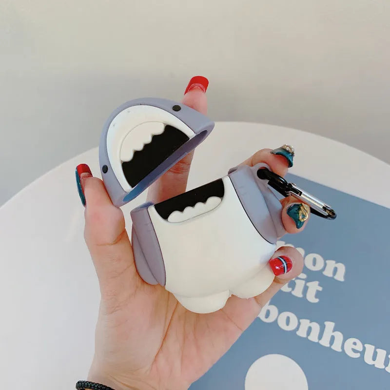 Silicone protective case for AirPods 1 and 2 with shark fin design