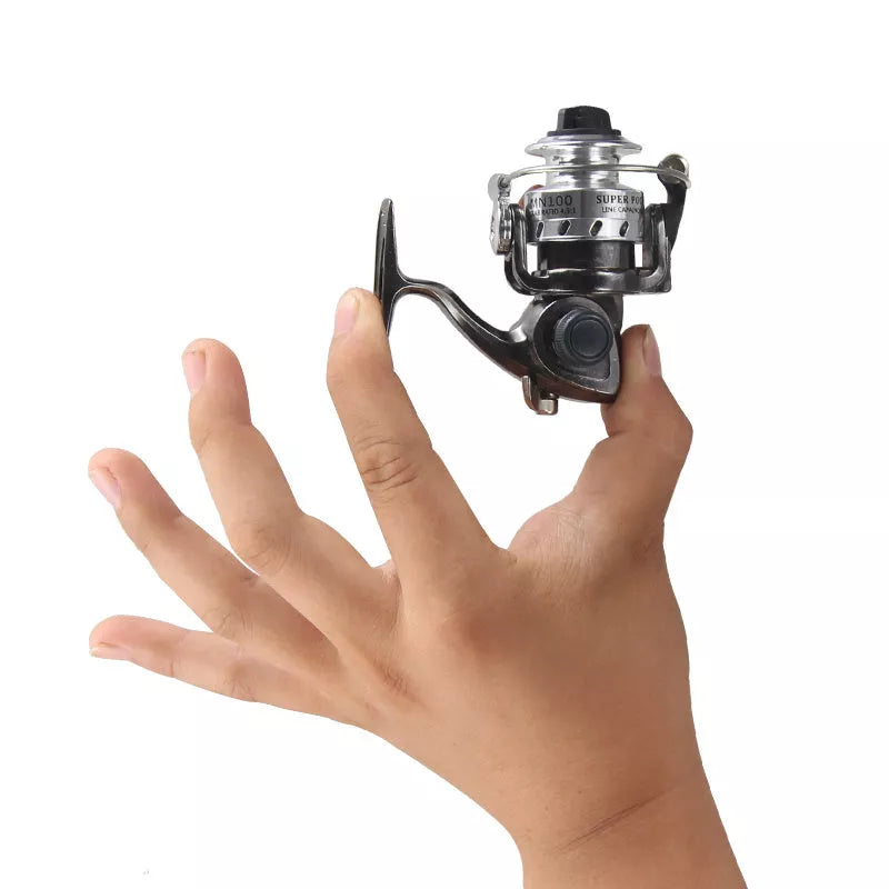 Mini 100 all metal fishing reel with high-strength folding rocker arm